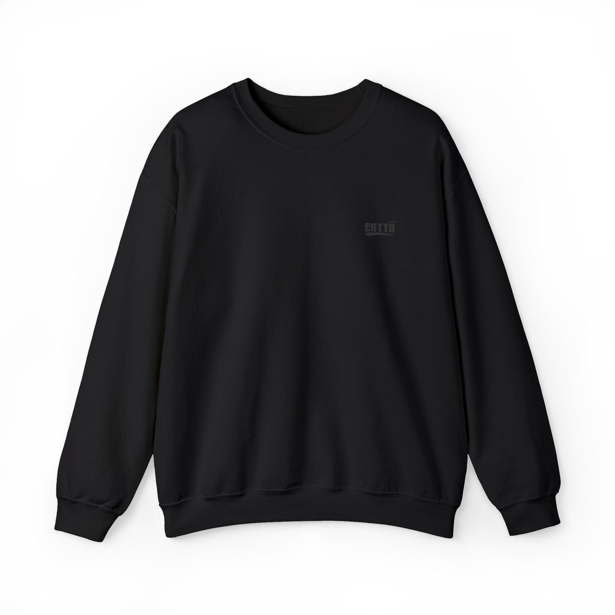 Crewneck Sweatshirt — Small Chest Tiger Crown Embroidered Design, Minimal Streetwear