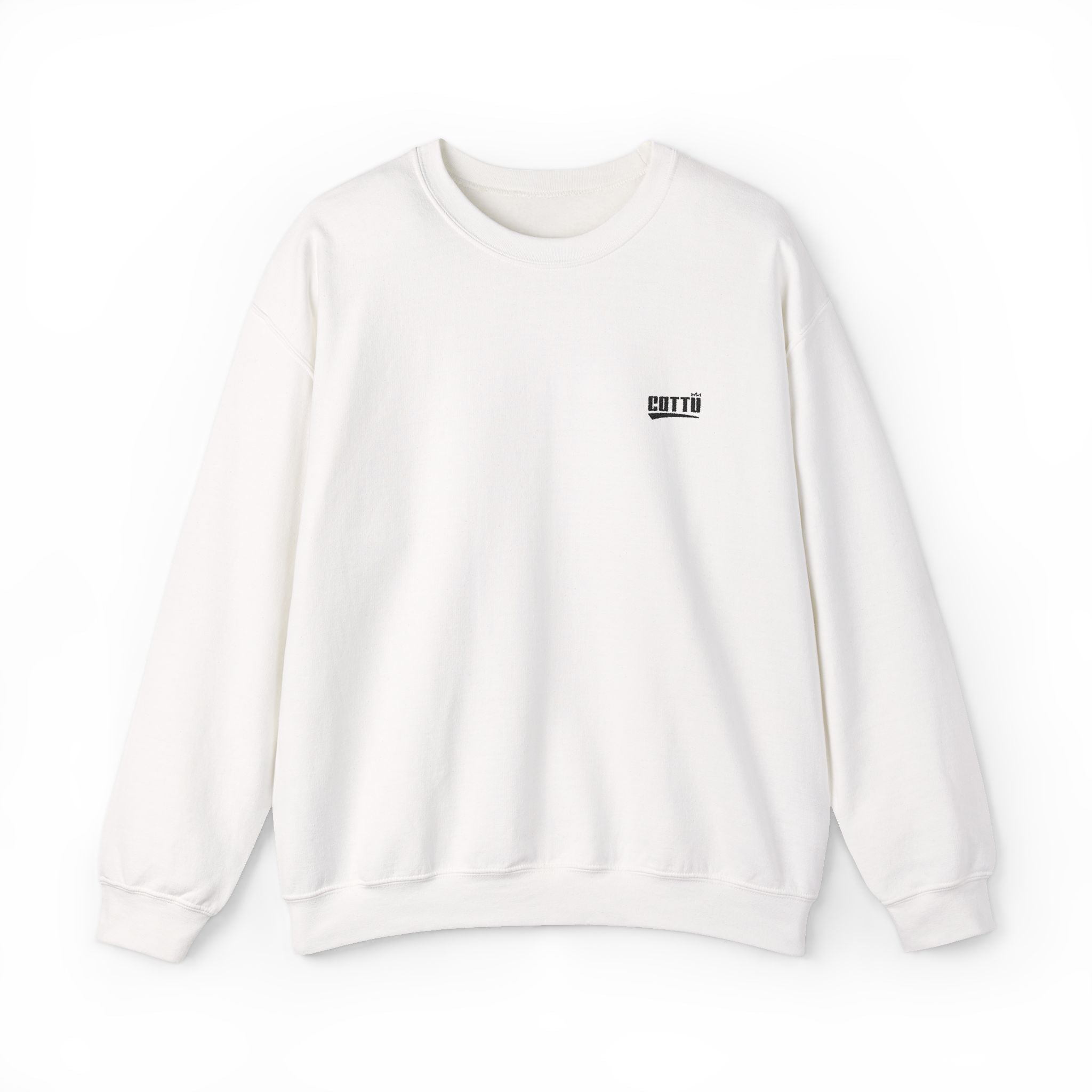 Crewneck Sweatshirt — Small Chest Tiger Crown Embroidered Design, Minimal Streetwear
