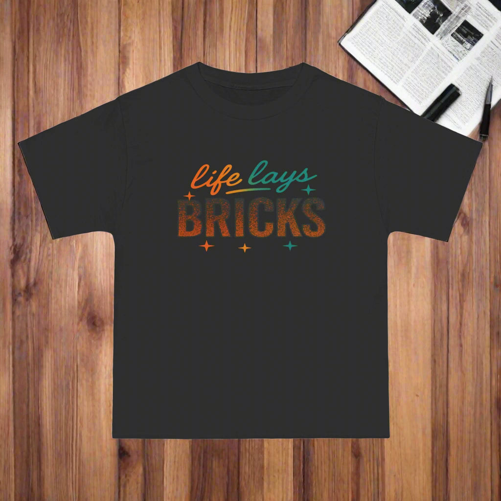 Life Lays Bricks T-Shirt, Inspirational Tee for Builders, Homeowners, Motivational Gift, Father's Day, Casual Wear