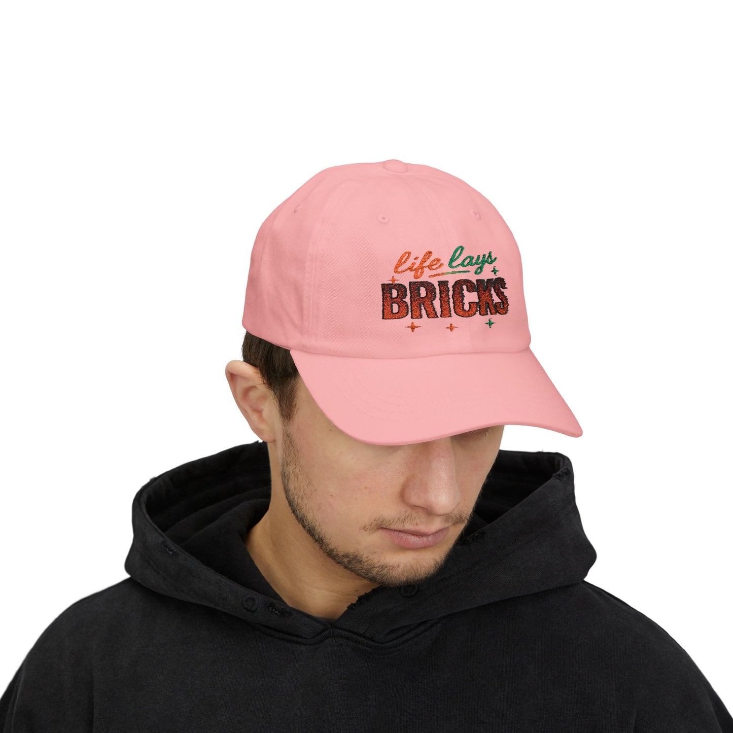 Life Lays Bricks Dad Cap - Classic White Hat, Perfect for Fathers' Day, Gift for Dads, Casual Style, Summer Accessory
