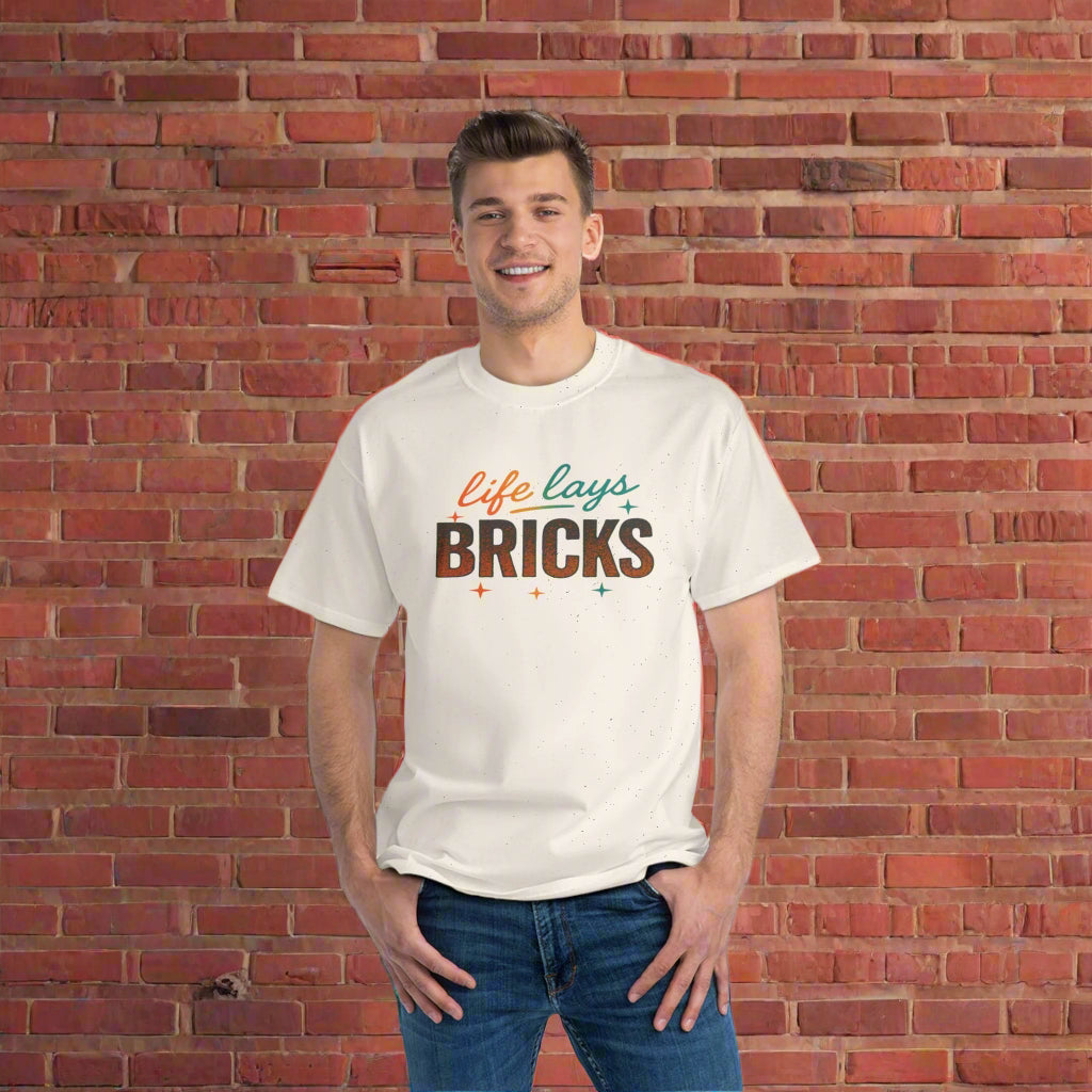 Life Lays Bricks T-Shirt, Inspirational Tee for Builders, Homeowners, Motivational Gift, Father's Day, Casual Wear