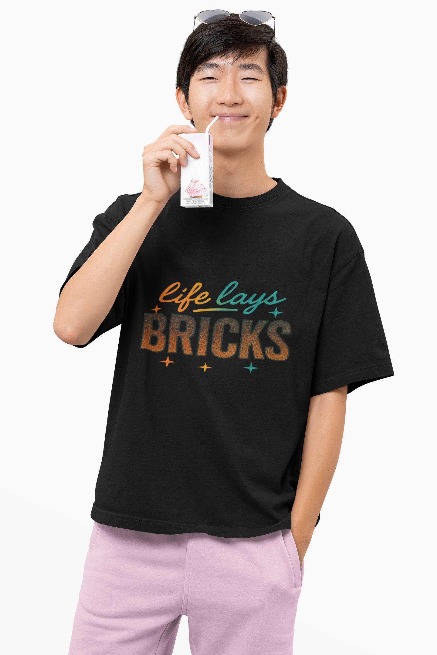 Life Lays Bricks T-Shirt, Inspirational Tee for Builders, Homeowners, Motivational Gift, Father's Day, Casual Wear