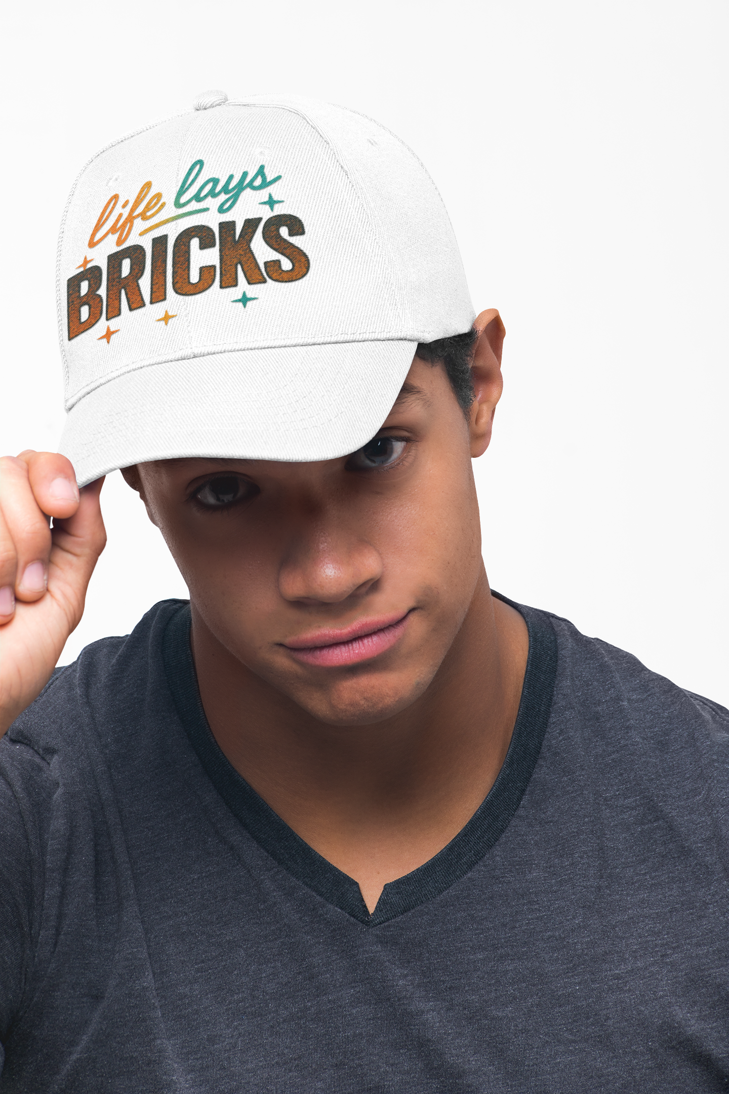 Life Lays Bricks Dad Cap - Classic White Hat, Perfect for Fathers' Day, Gift for Dads, Casual Style, Summer Accessory