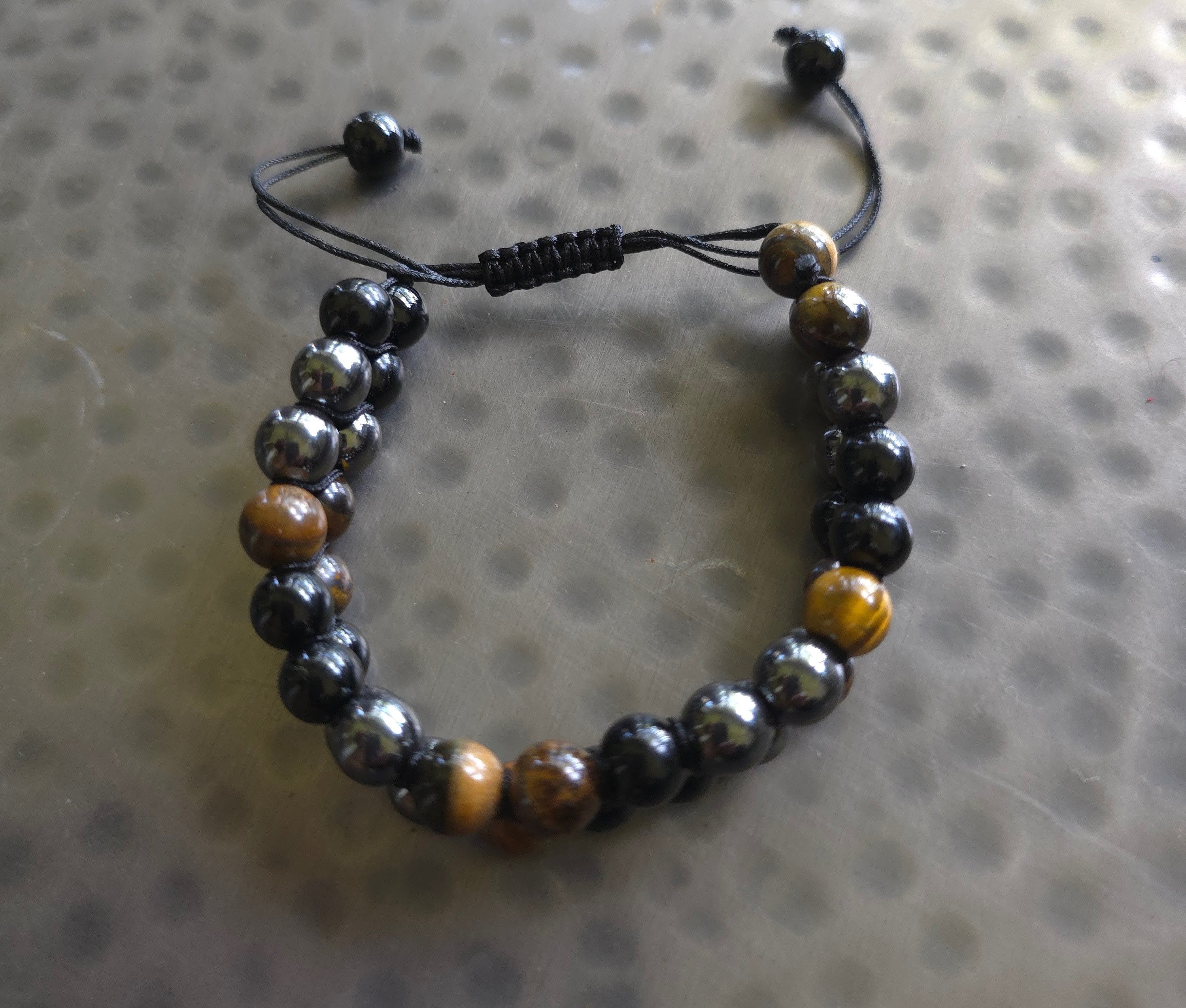 COTTU Triple Stone Adjustable Beaded Bracelet