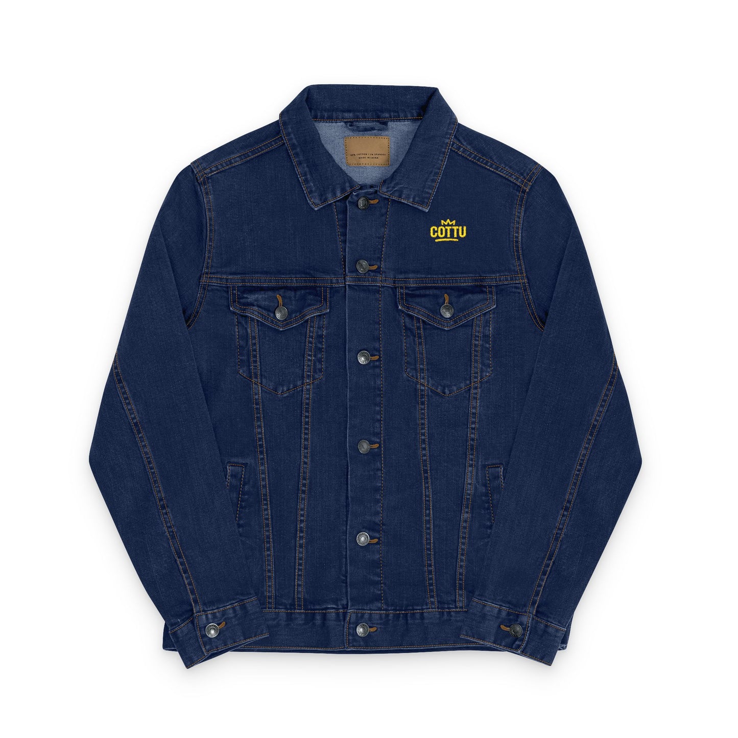 Denim Jacket Brick Retro Style Embroidery Unisex