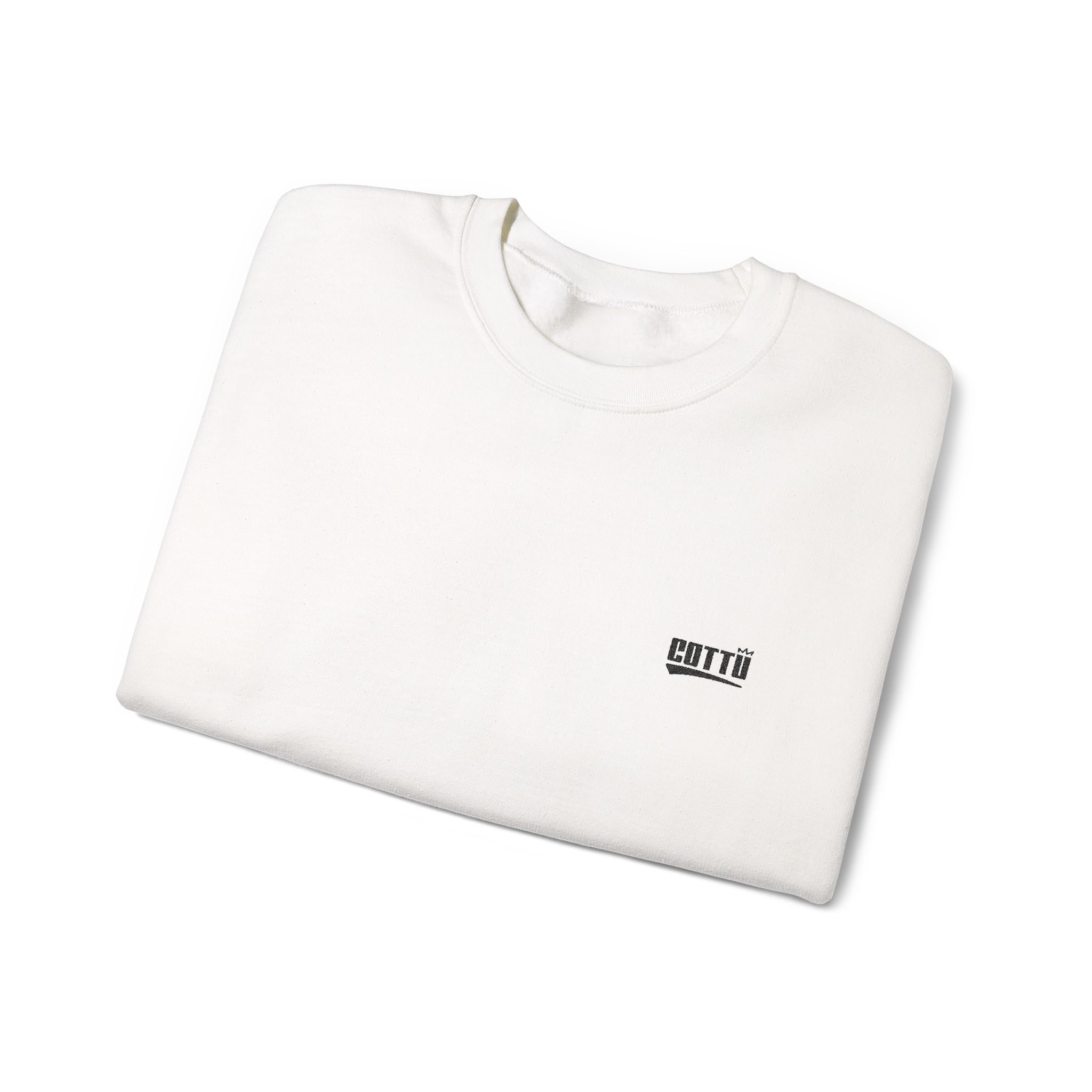 Crewneck Sweatshirt — Small Chest Tiger Crown Embroidered Design, Minimal Streetwear