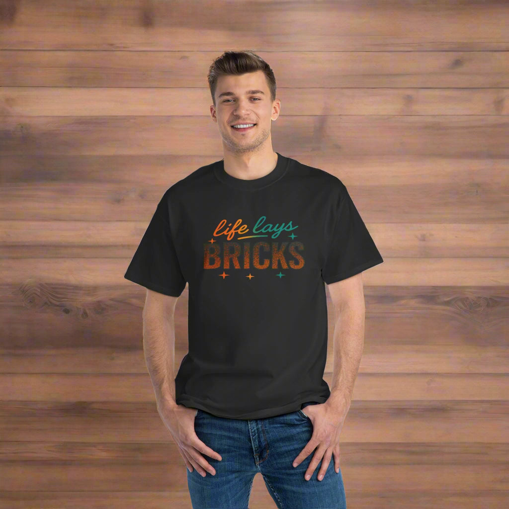 Life Lays Bricks T-Shirt, Inspirational Tee for Builders, Homeowners, Motivational Gift, Father's Day, Casual Wear