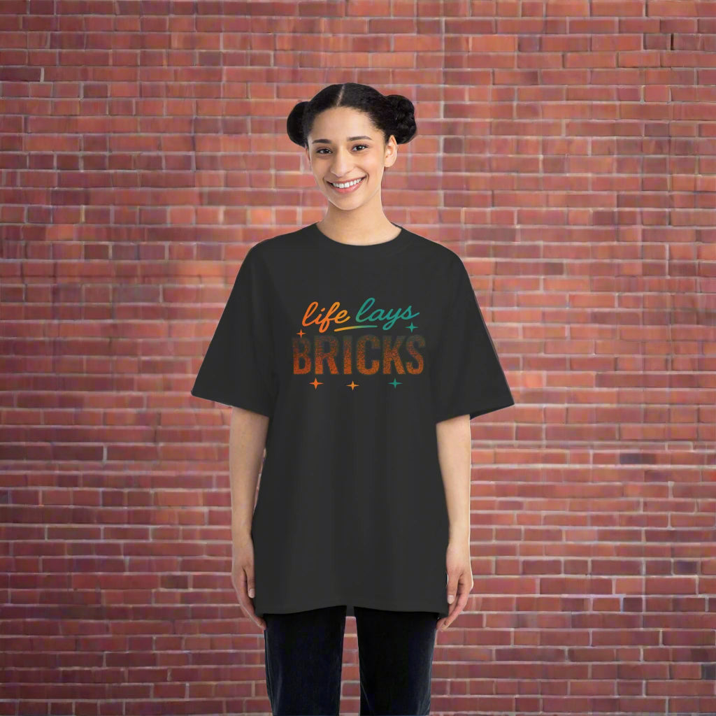 Life Lays Bricks T-Shirt, Inspirational Tee for Builders, Homeowners, Motivational Gift, Father's Day, Casual Wear