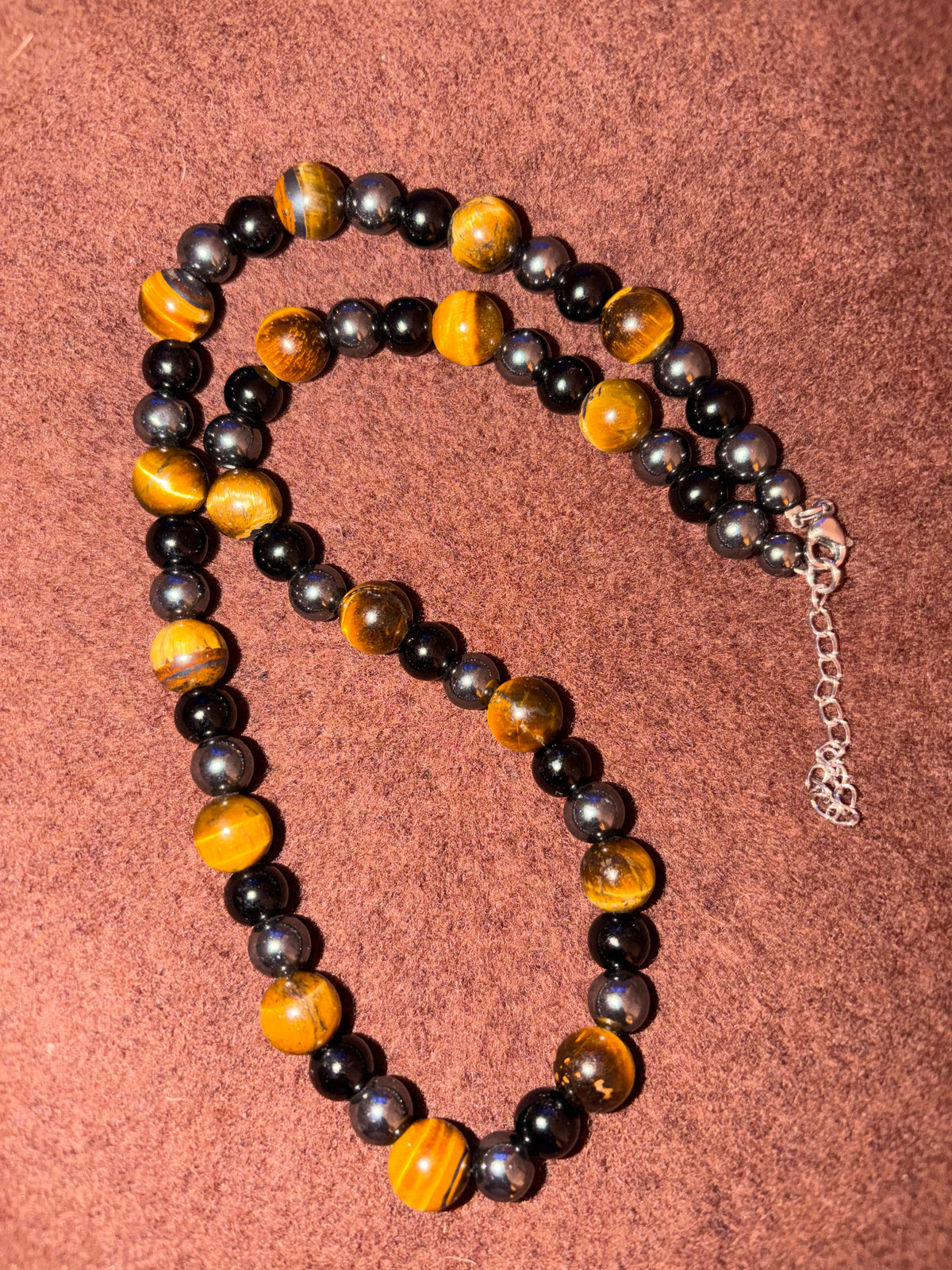 Men’s Black Tiger Eye Natural Stone Beaded Necklace