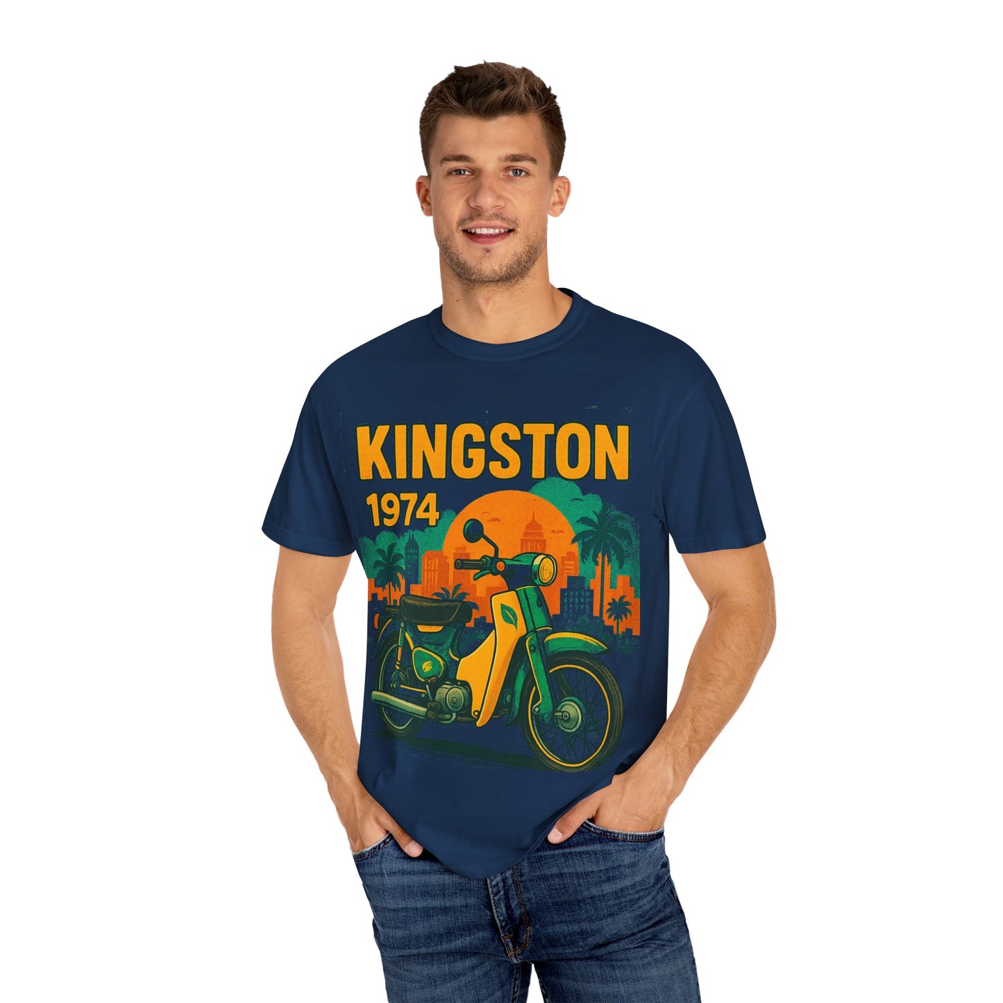 Kingston 1974 Vintage Tee, Retro Motorcycle Tee, Unisex Graphic T-Shirt, Summer Fashion, Travel Souvenir Shirt, Gift for Him/Her
