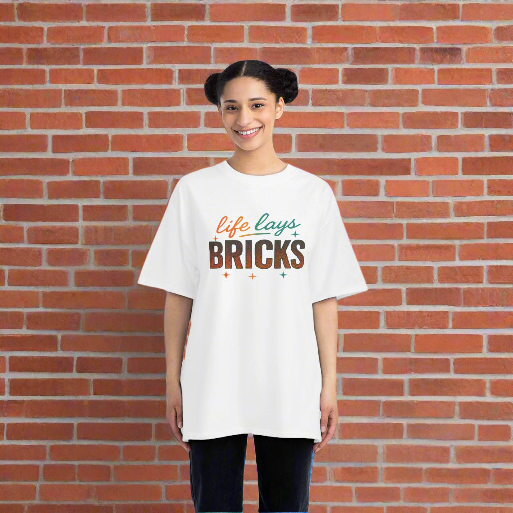 Life Lays Bricks T-Shirt, Inspirational Tee for Builders, Homeowners, Motivational Gift, Father's Day, Casual Wear