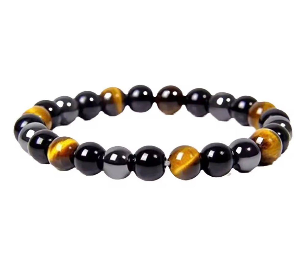 COTTU Triple Stone Bracelet -Tiger Eye, Obsidian & Hematite