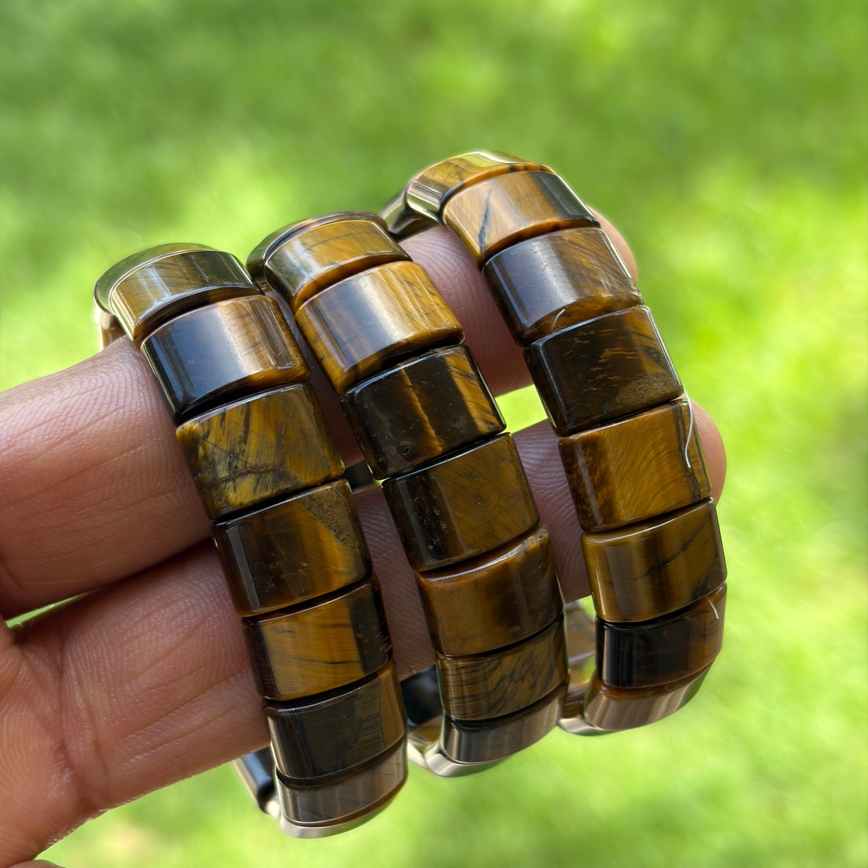 COTTU Yellow Tiger’s Eye Rectangle-Bead Bracelet