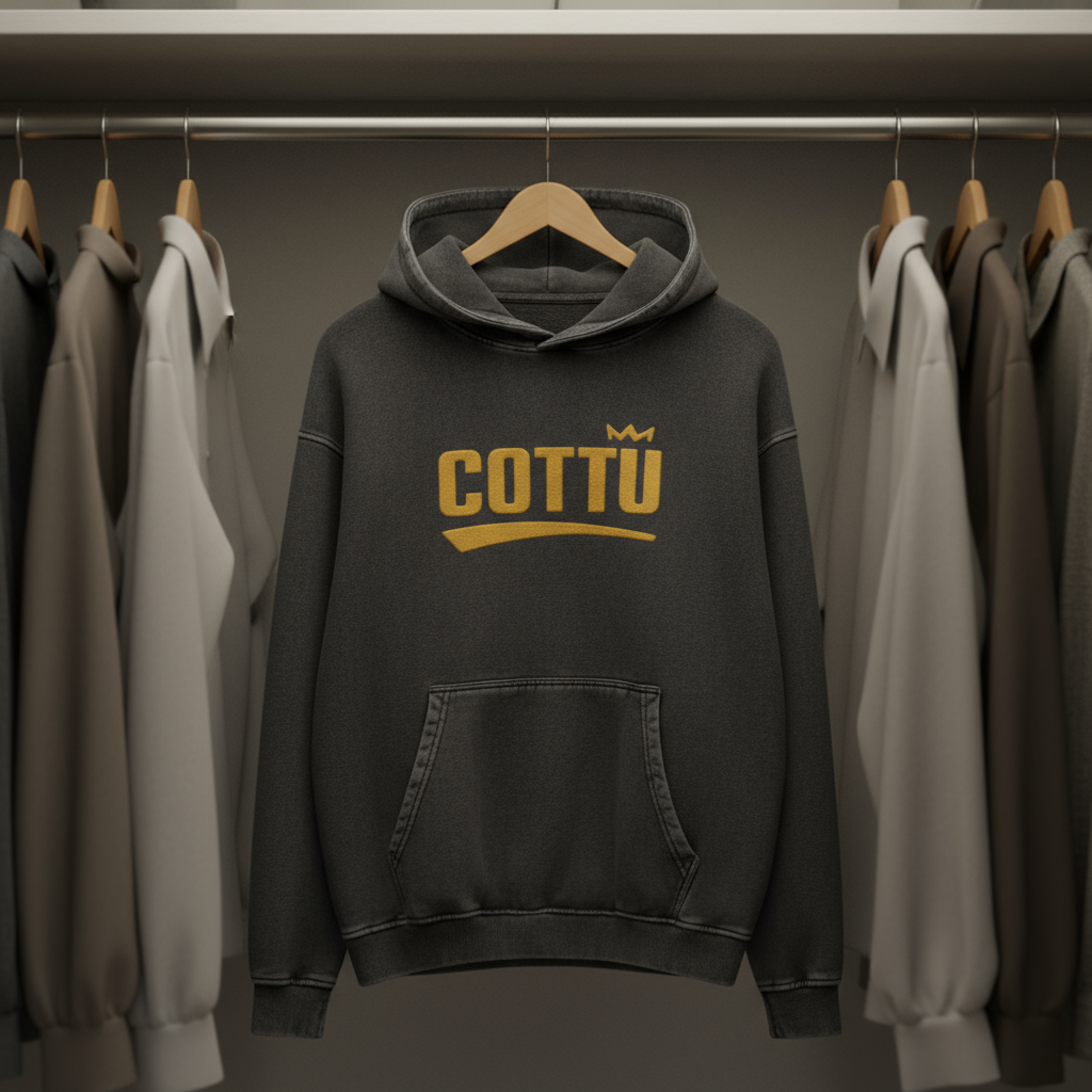 Snow Washed Loose Cotton Hoodie