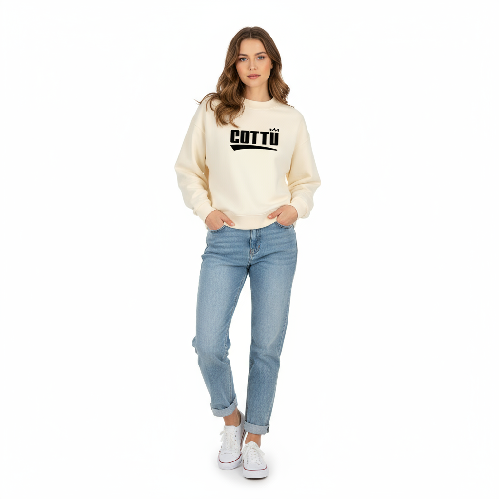 Essential Fleece Mid-Neck Crew Sweatshirt