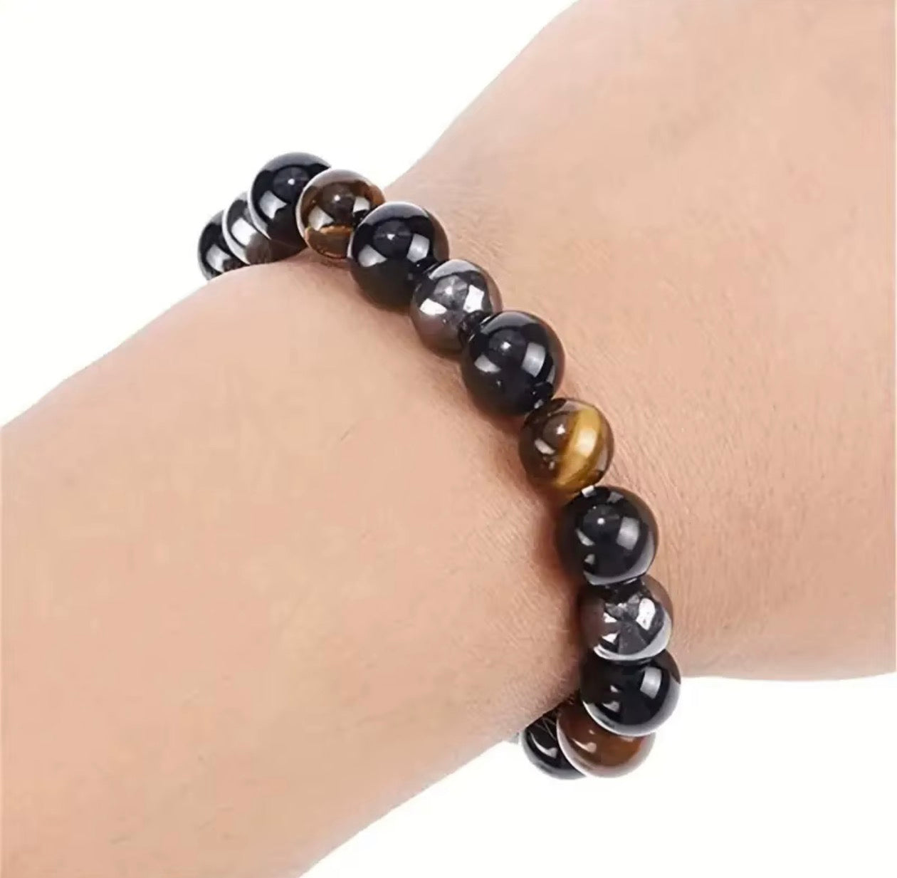 COTTU Triple Stone Bracelet -Tiger Eye, Obsidian &amp; Hematite