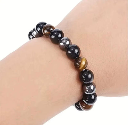 COTTU Triple Stone Bracelet -Tiger Eye, Obsidian &amp; Hematite