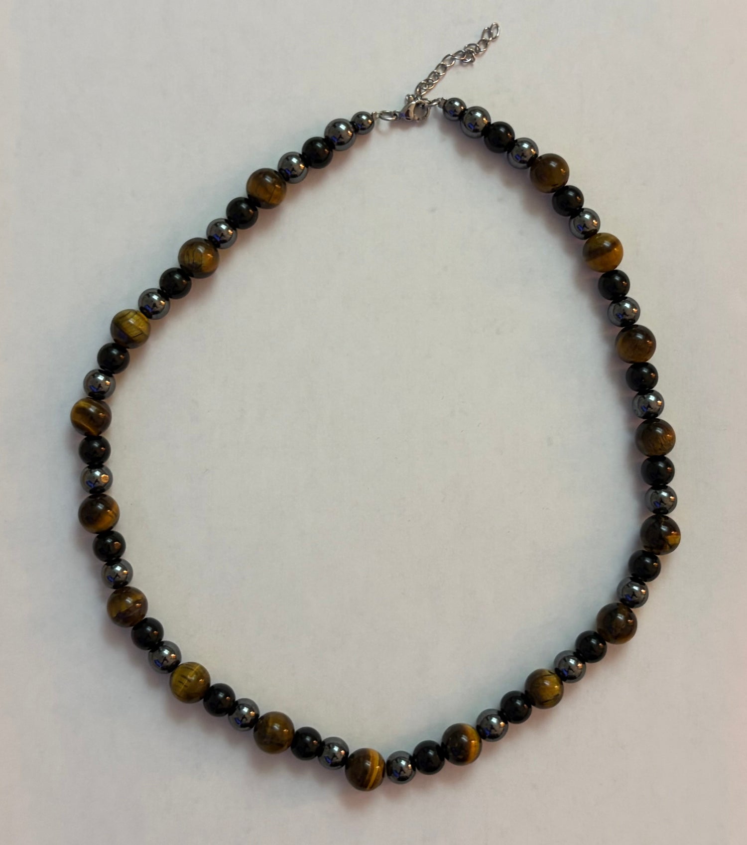 Men’s Black Tiger Eye Natural Stone Beaded Necklace