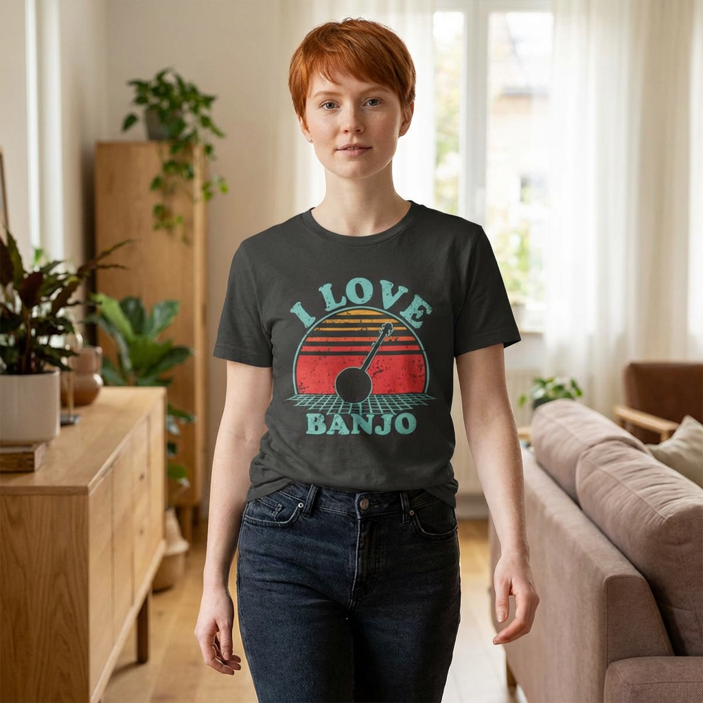I Love Banjo T-Shirt — Vintage cottu Banjo Music Tee