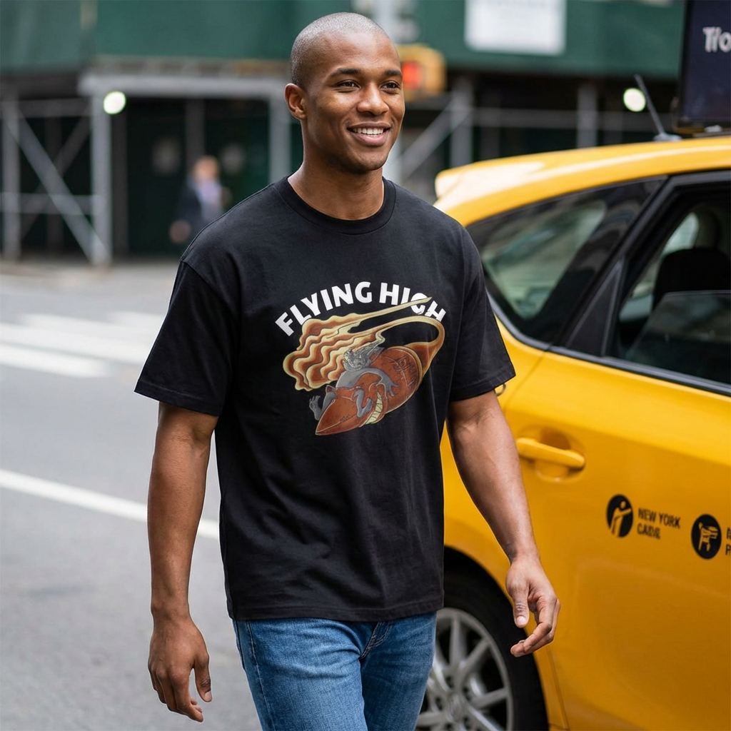 Flying High Rocket Tee — Vintage Space Graphic Shirt