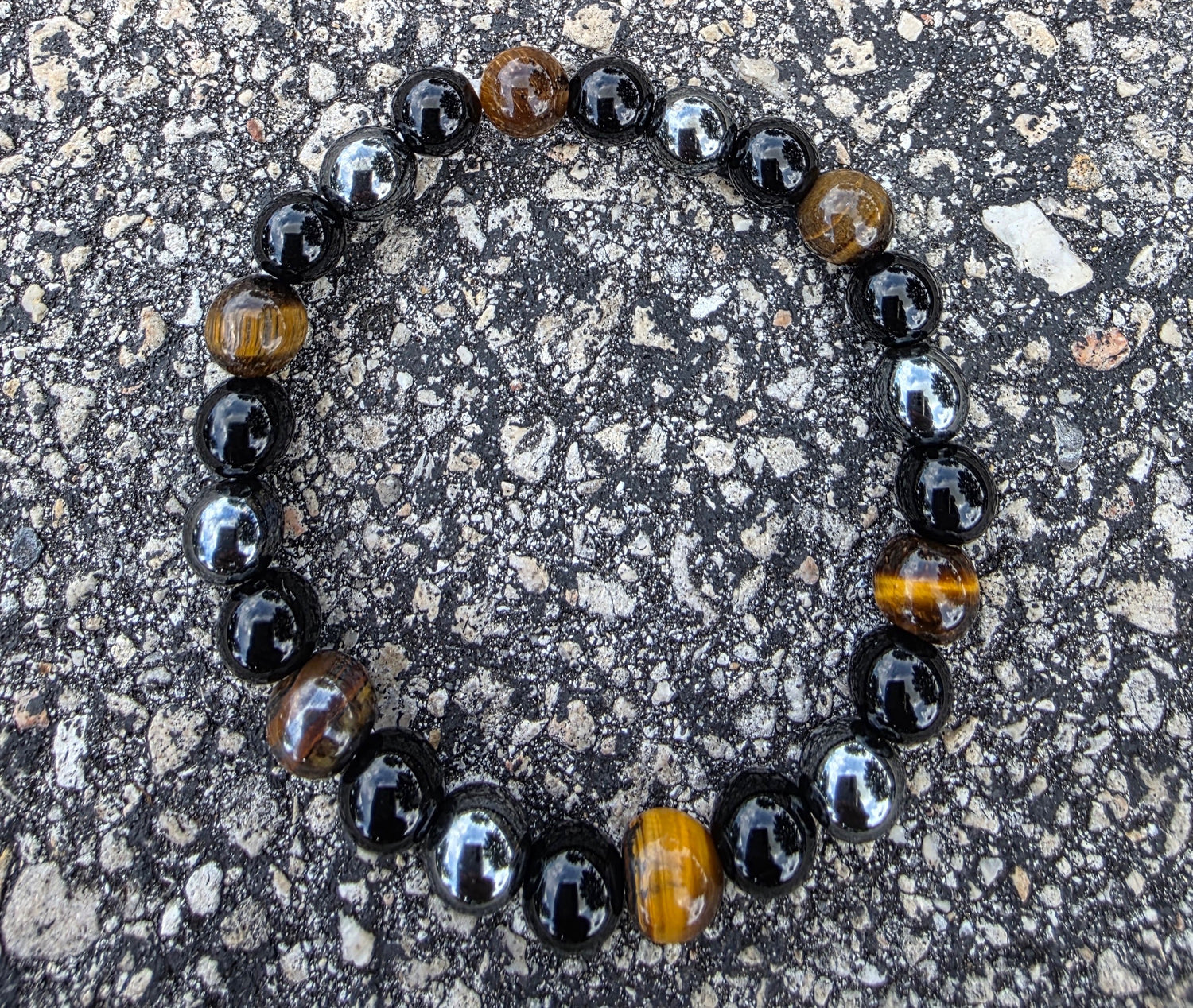 COTTU Triple Stone Bracelet -Tiger Eye, Obsidian &amp; Hematite