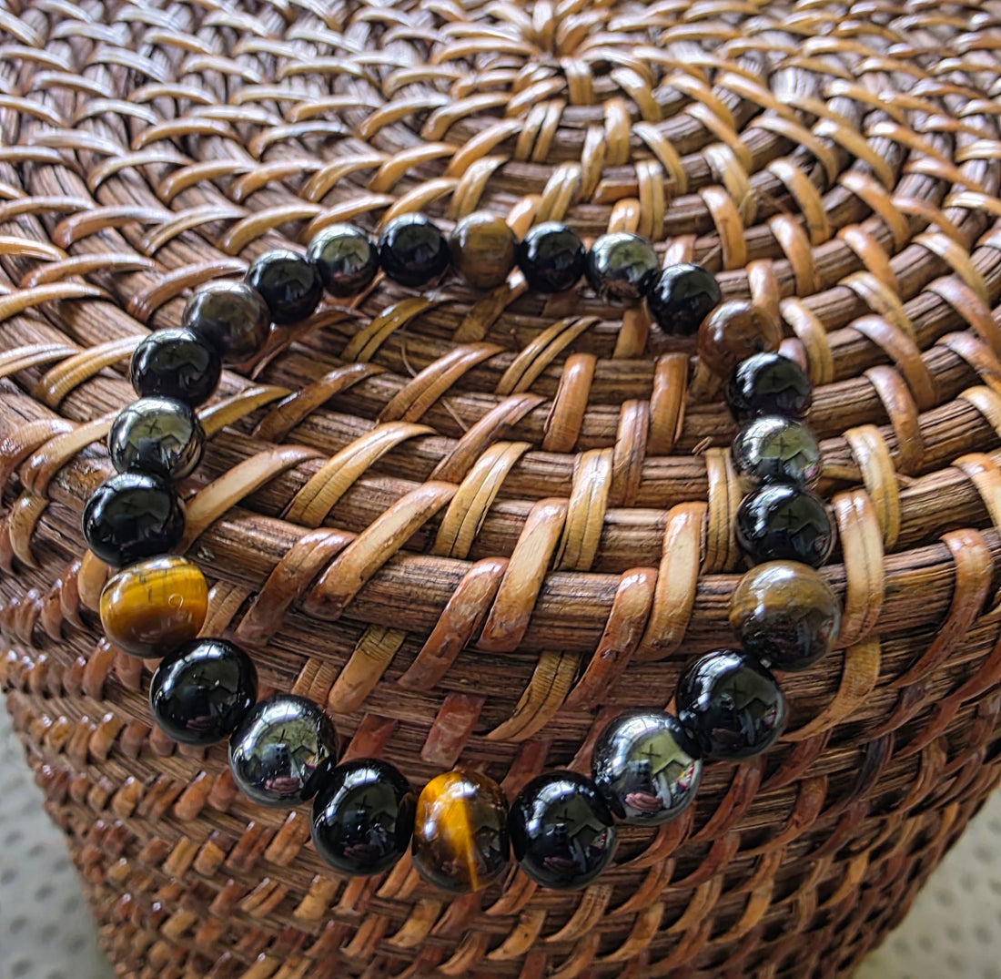 COTTU Triple Stone Bracelet -Tiger Eye, Obsidian &amp; Hematite