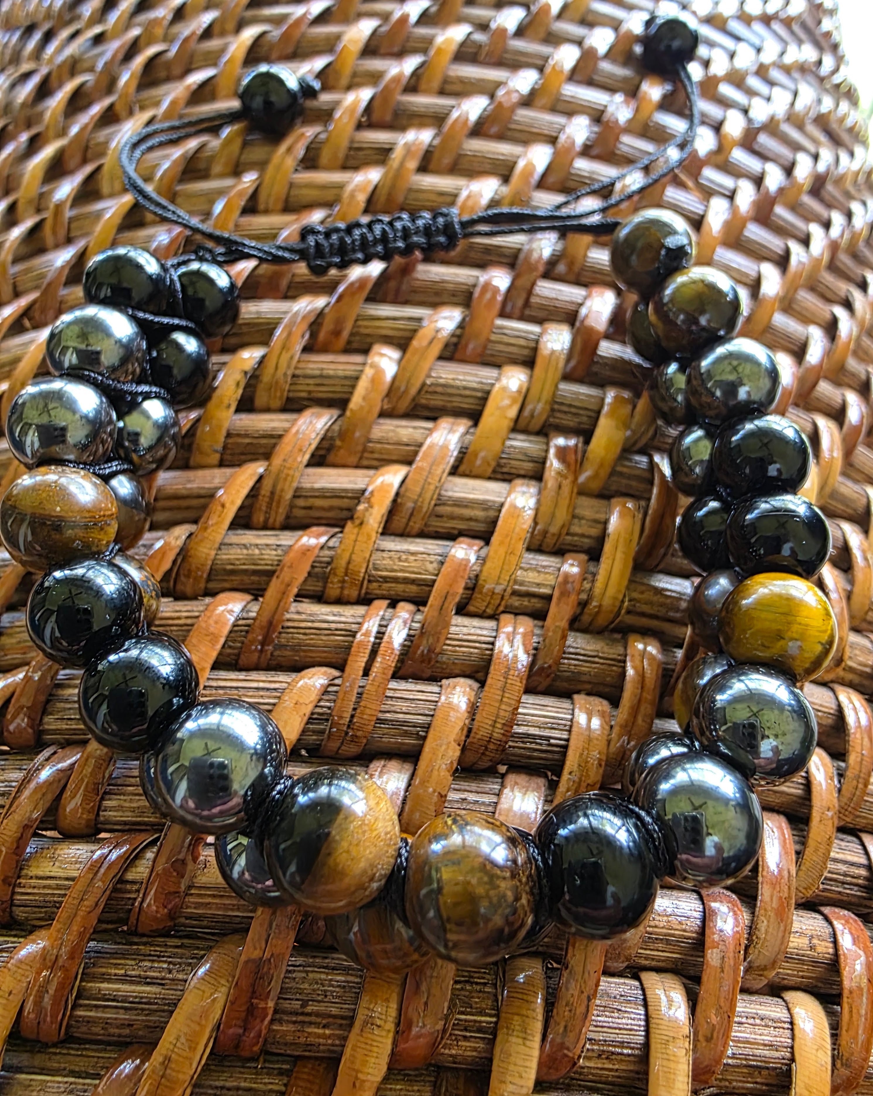 COTTU Triple Stone Adjustable Beaded Bracelet