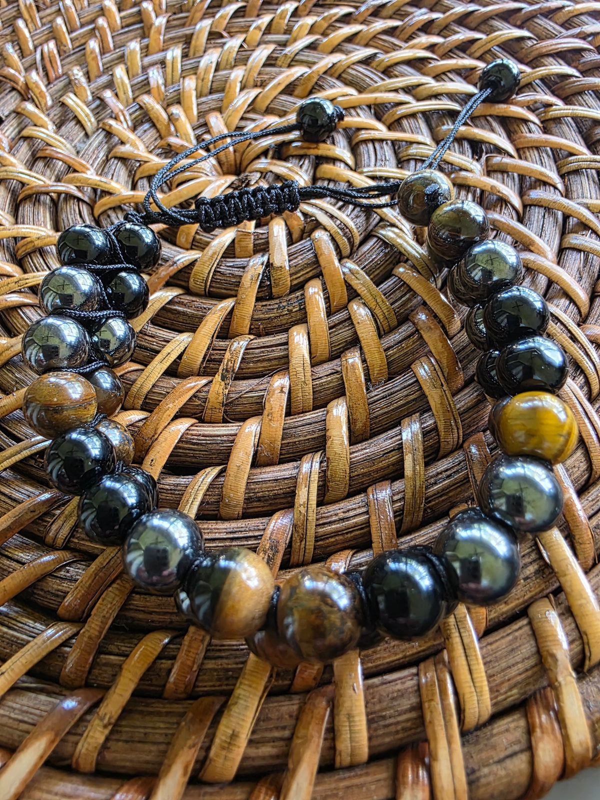 COTTU Triple Stone Adjustable Beaded Bracelet