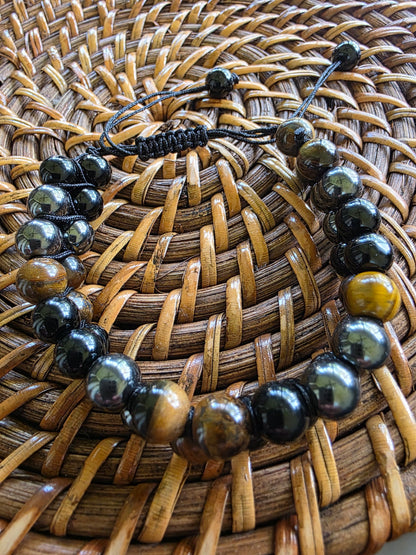 COTTU Triple Stone Adjustable Beaded Bracelet