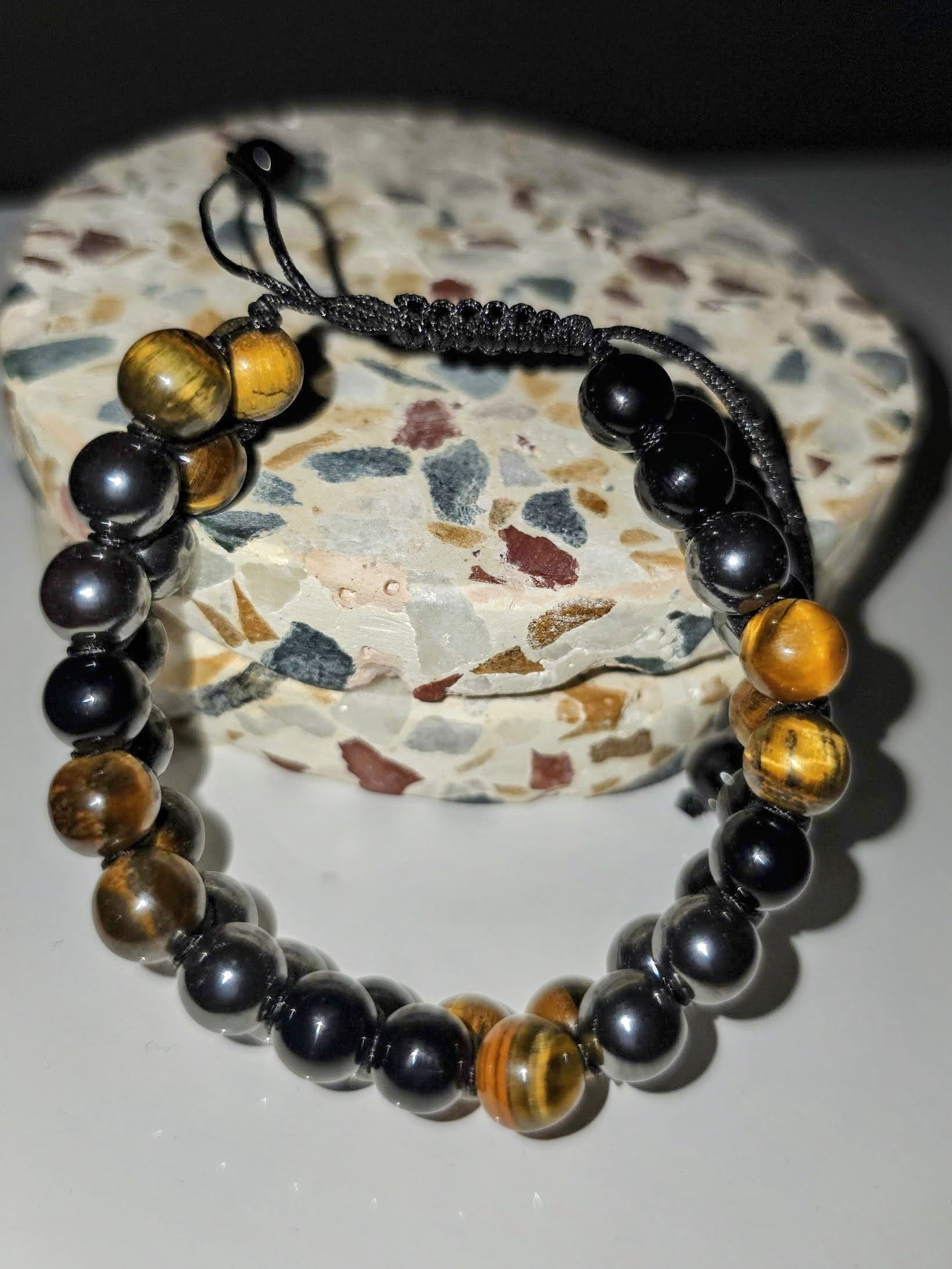 COTTU Triple Stone Adjustable Beaded Bracelet