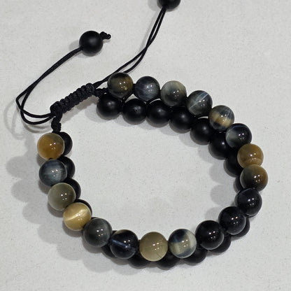 COTTU Double-Row Natural Stone Beaded Bracelet