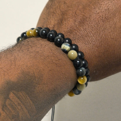 COTTU Double-Row Natural Stone Beaded Bracelet