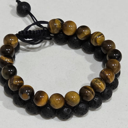 COTTU Double-Row Natural Stone Beaded Bracelet