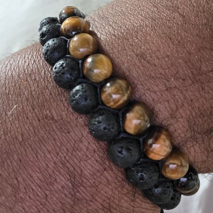 COTTU Double-Row Natural Stone Beaded Bracelet