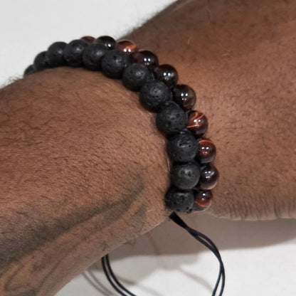 COTTU Double-Row Natural Stone Beaded Bracelet