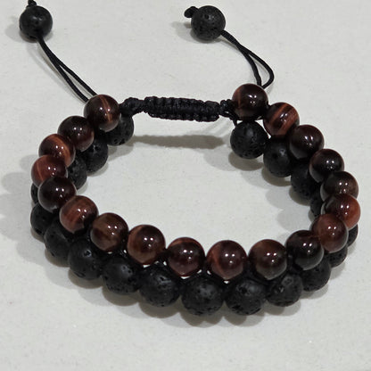 COTTU Double-Row Natural Stone Beaded Bracelet