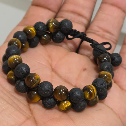 COTTU Double-Row Natural Stone Beaded Bracelet