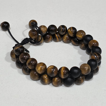 COTTU Double-Row Natural Stone Beaded Bracelet
