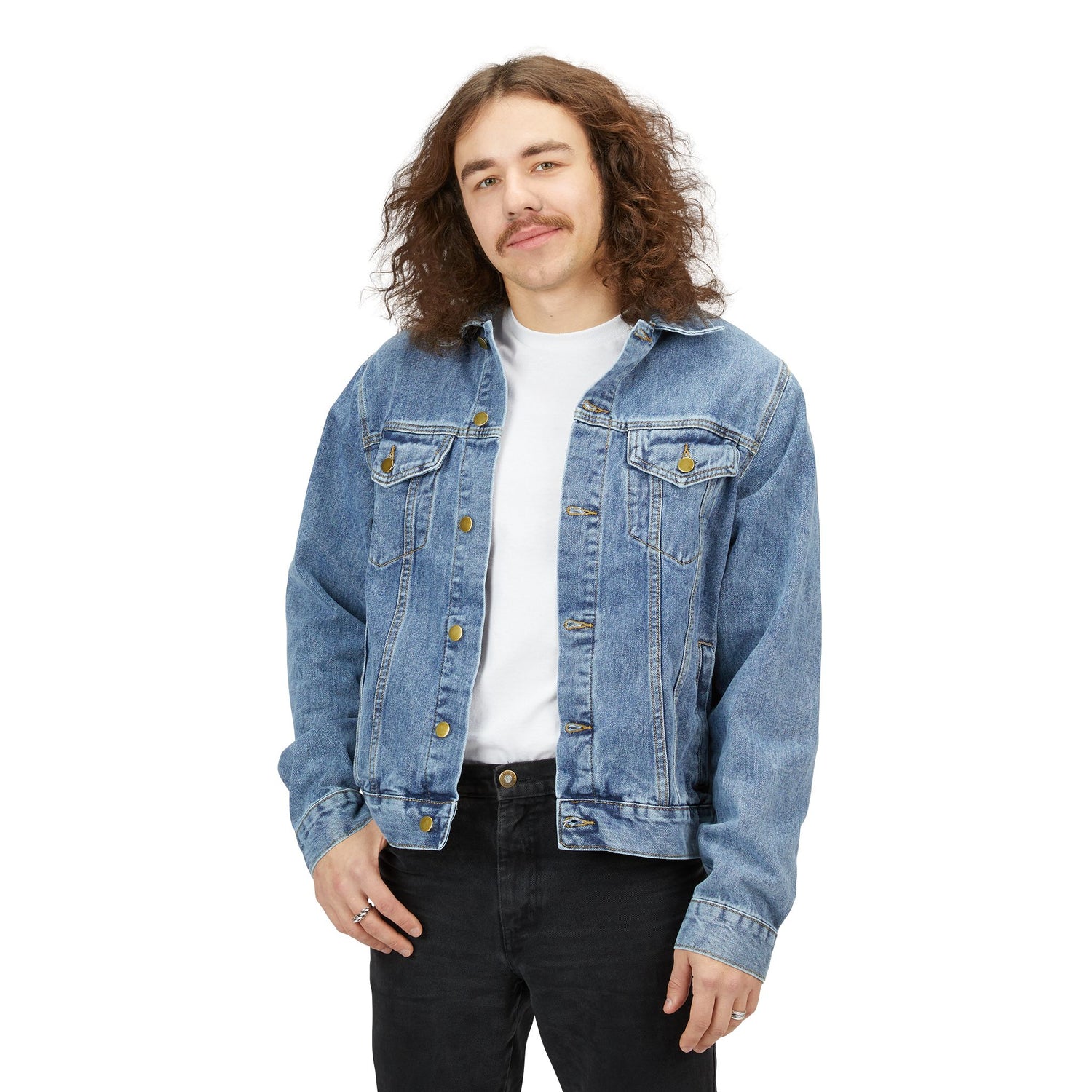 Denim Jacket — Vintage 1974 Kingston Motorcycle Graphic Back Print