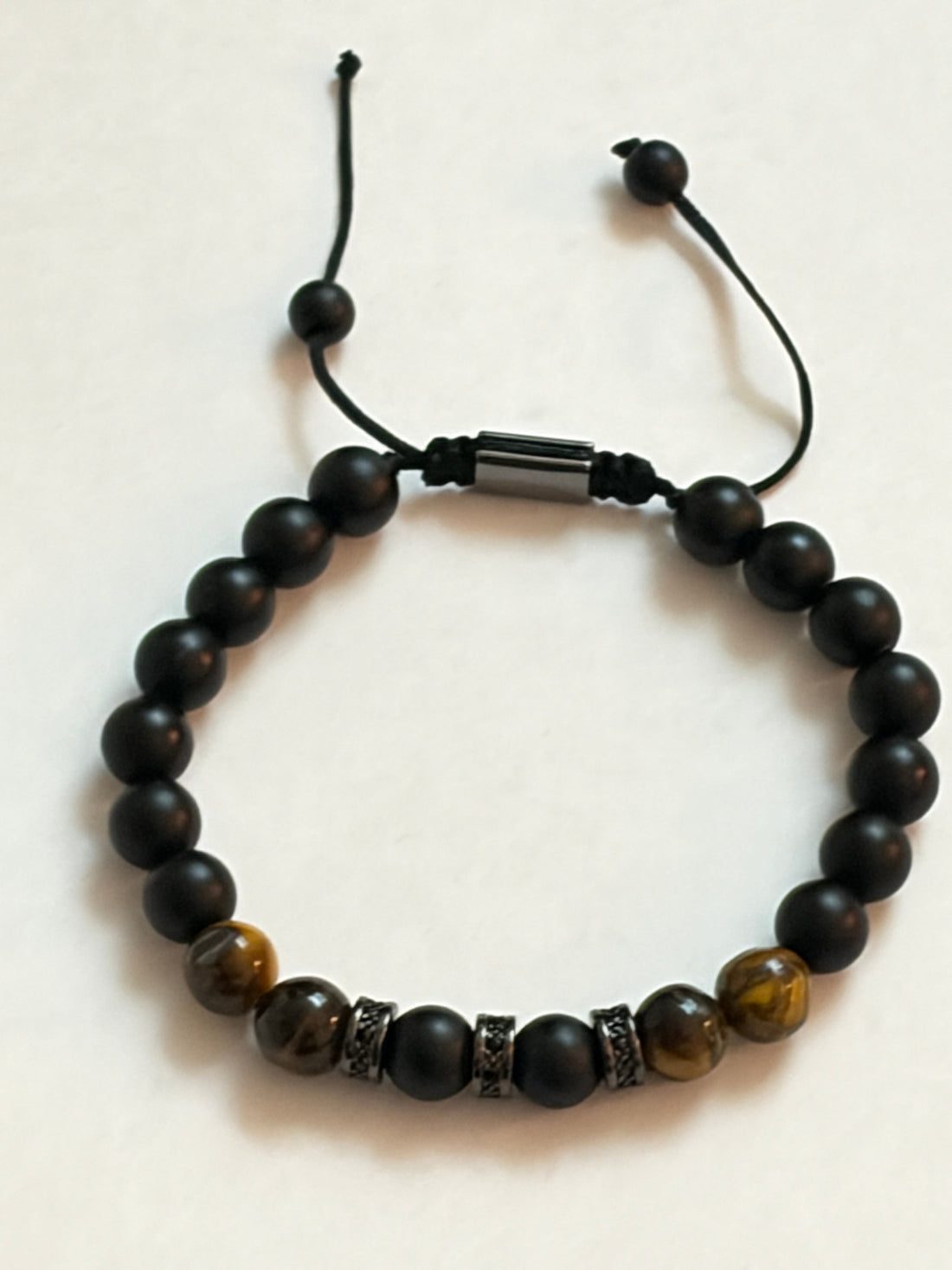 Men’s Obsidian &amp; Tiger Eye Stone Beaded Bracelet