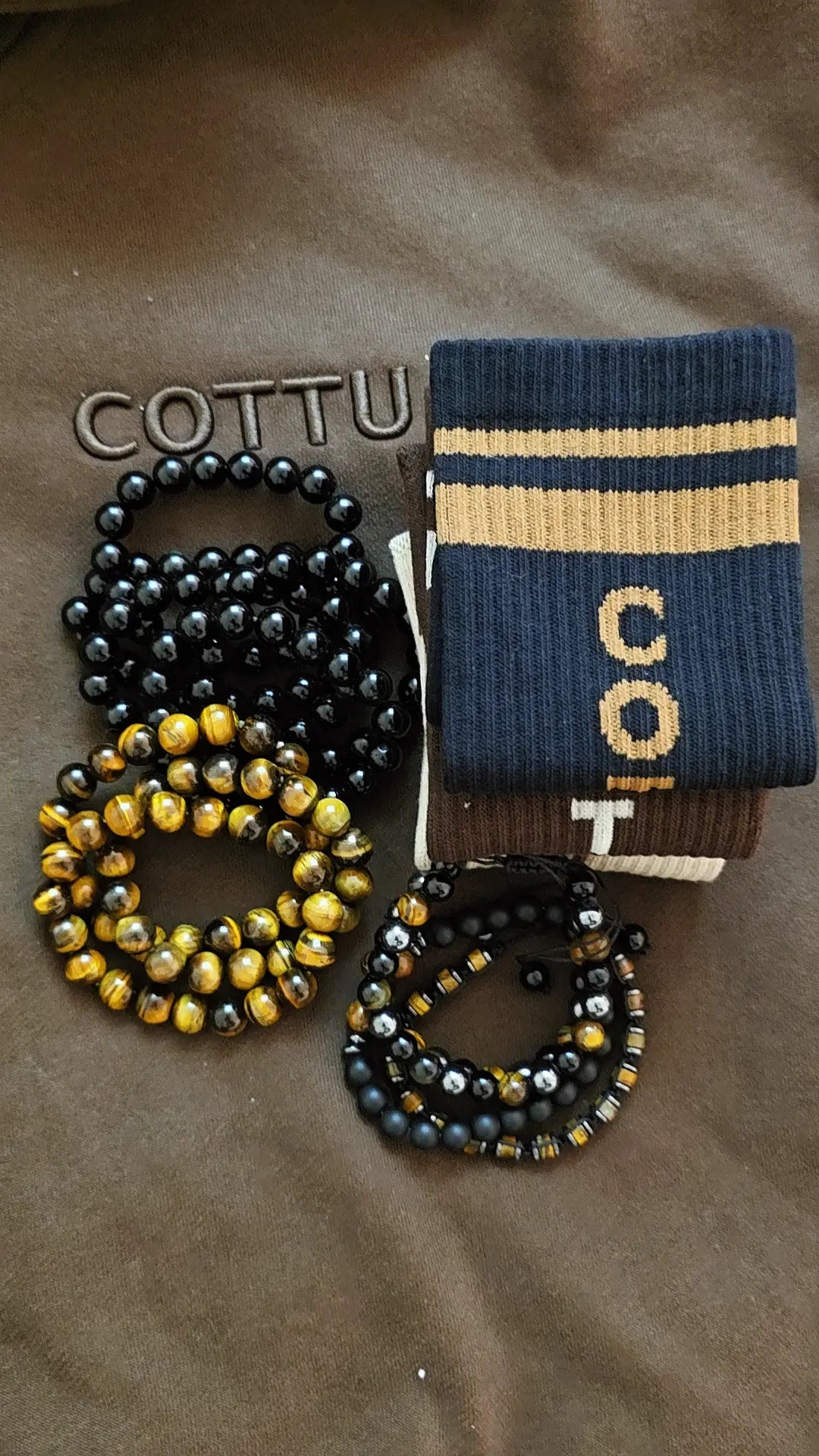 COTTU Black Tourmaline Stone Crystal  Bracelet