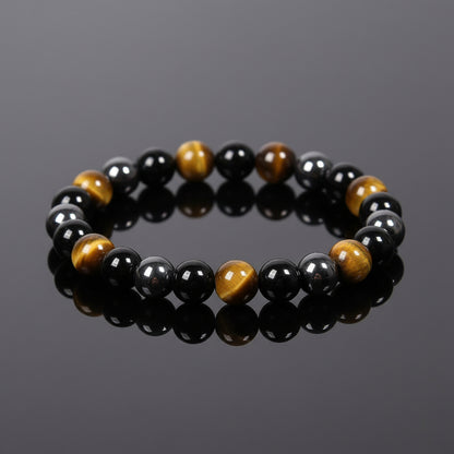 COTTU Triple Stone Bracelet -Tiger Eye, Obsidian &amp; Hematite