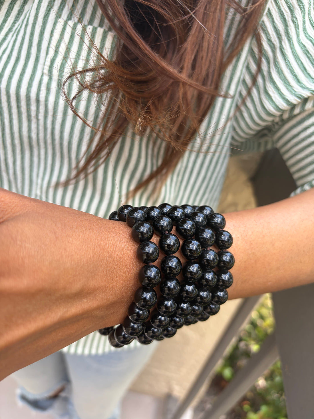 COTTU Black Tourmaline Stone Crystal  Bracelet