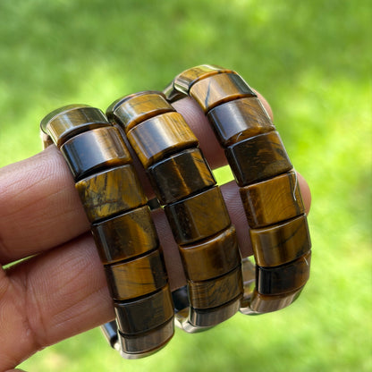 COTTU Yellow Tiger’s Eye Rectangle-Bead Bracelet