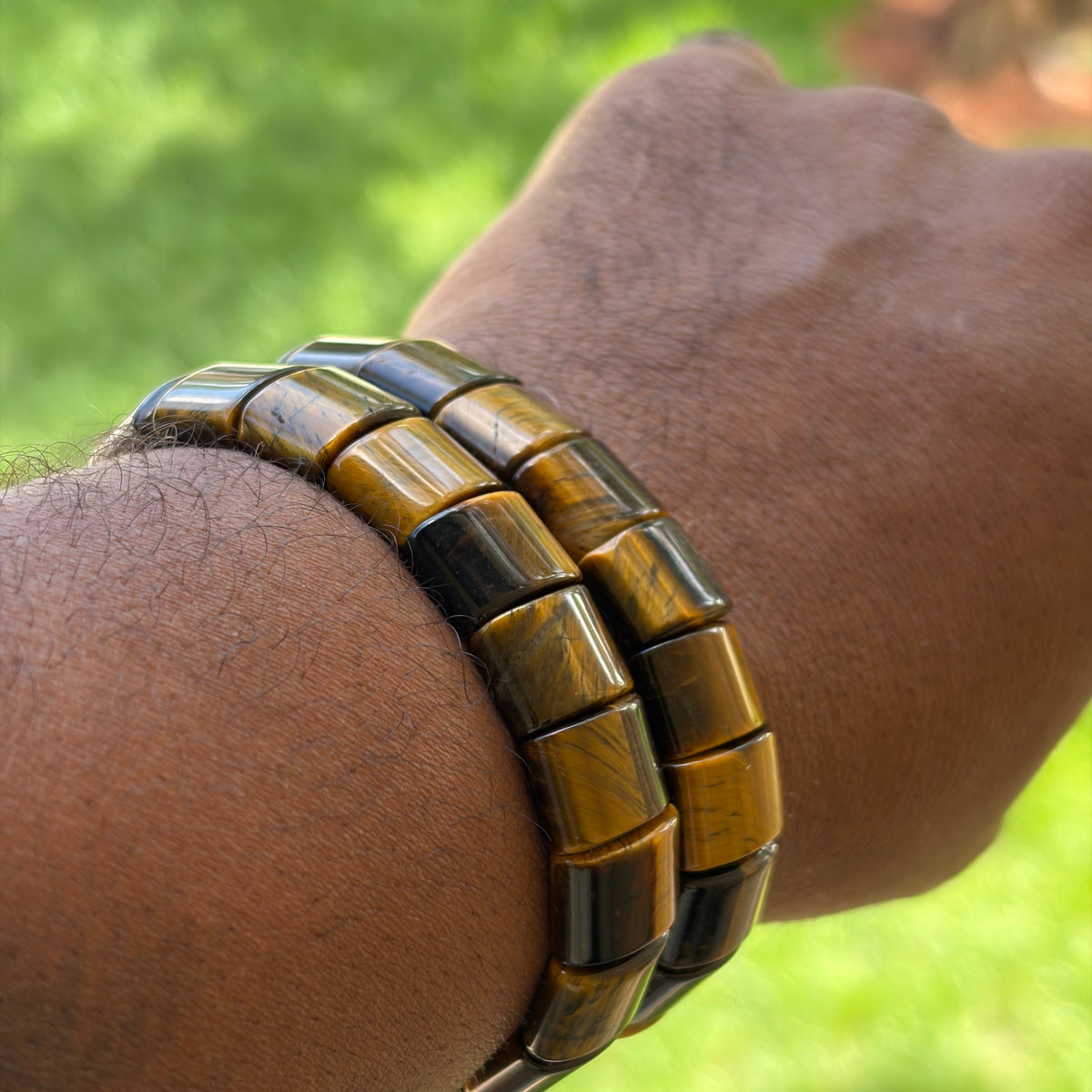 COTTU Yellow Tiger’s Eye Rectangle-Bead Bracelet