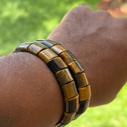 COTTU Yellow Tiger’s Eye Rectangle-Bead Bracelet