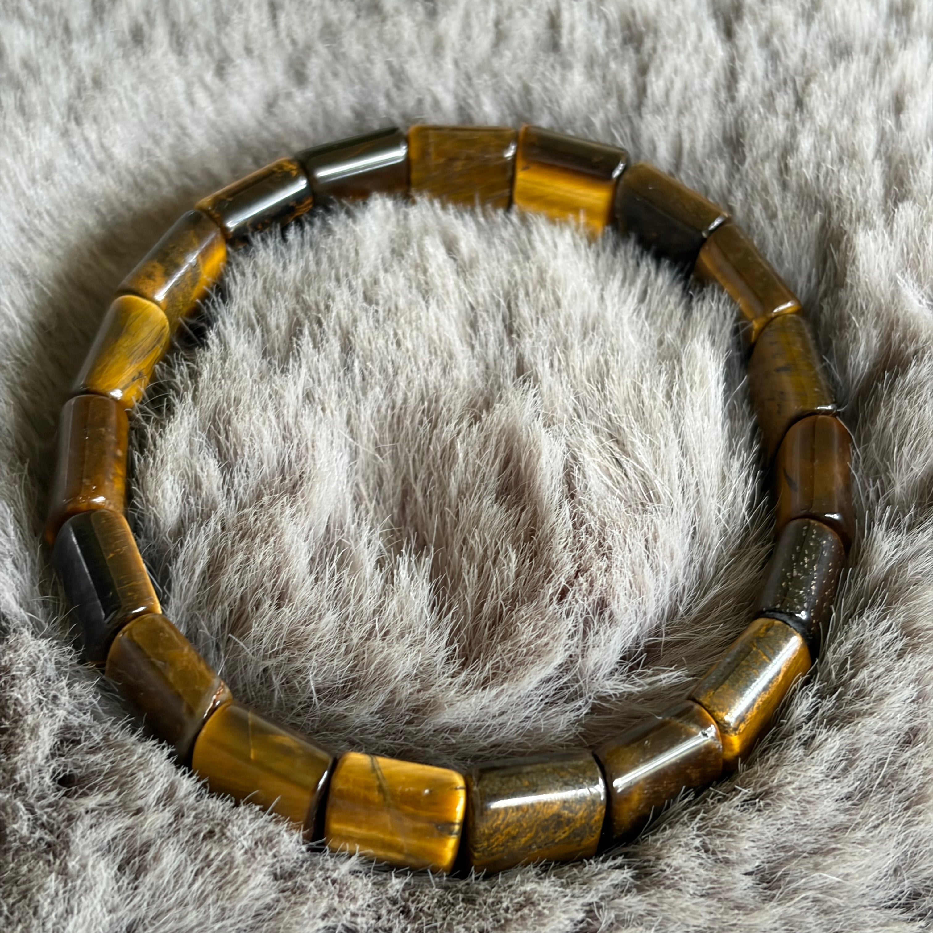 COTTU Yellow Tiger’s Eye Rectangle-Bead Bracelet