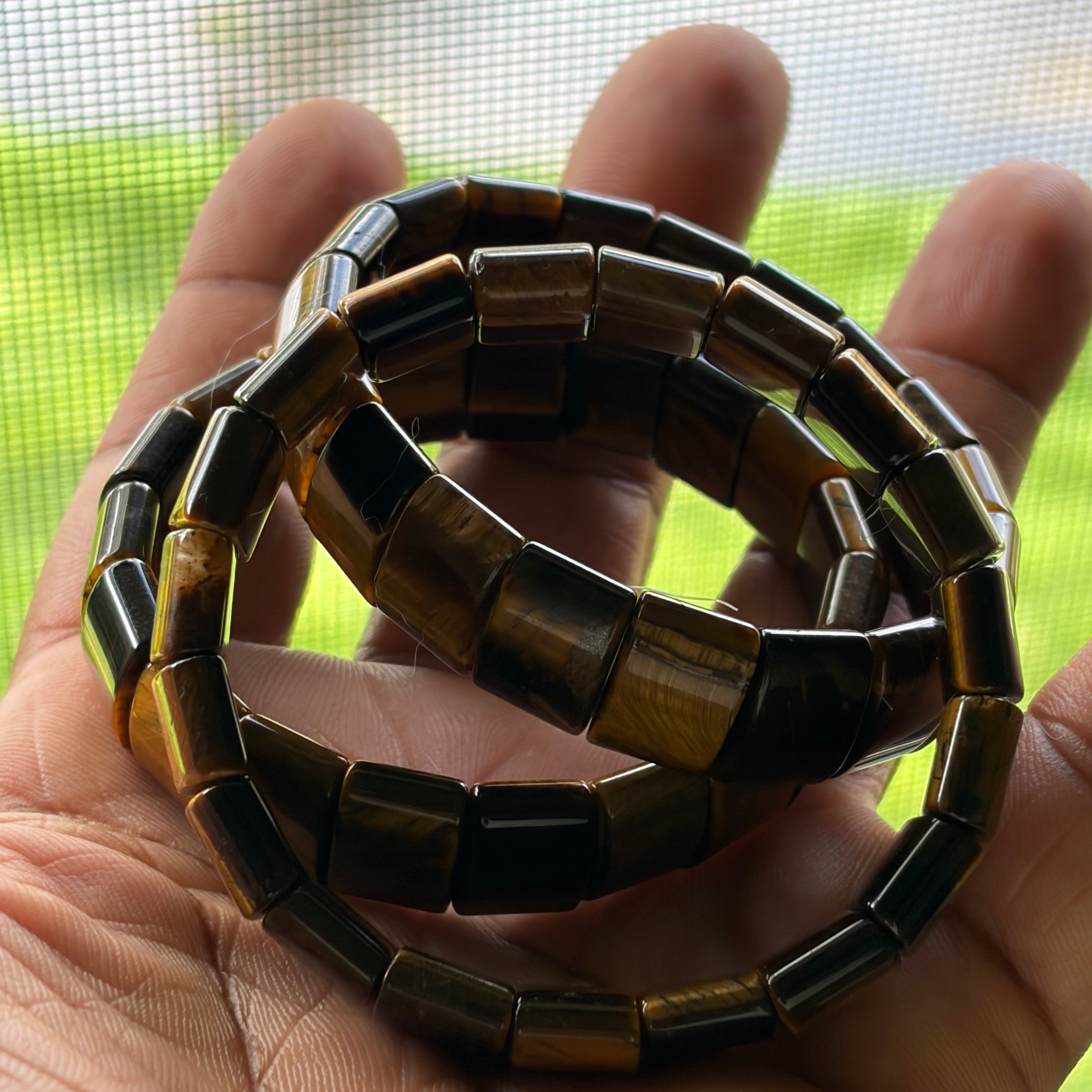 COTTU Yellow Tiger’s Eye Rectangle-Bead Bracelet
