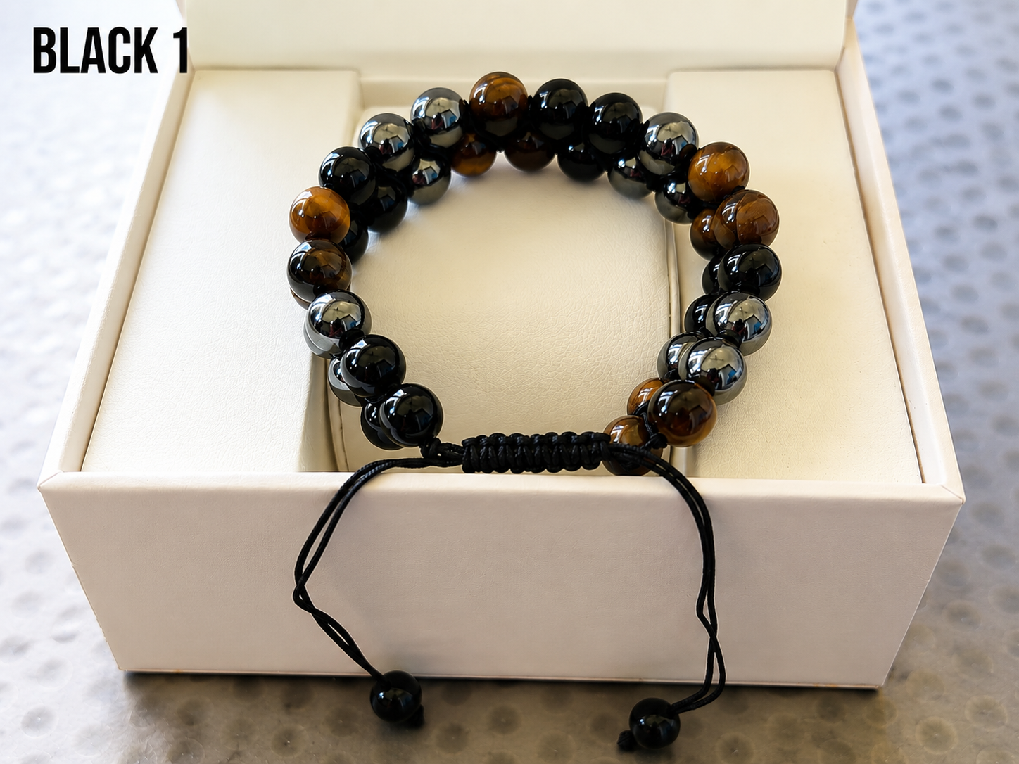 COTTU Triple Stone Adjustable Beaded Bracelet