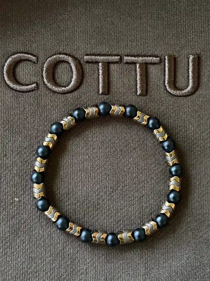 COTTU Onyx &amp; Hematite 6mm Beaded Bracelet